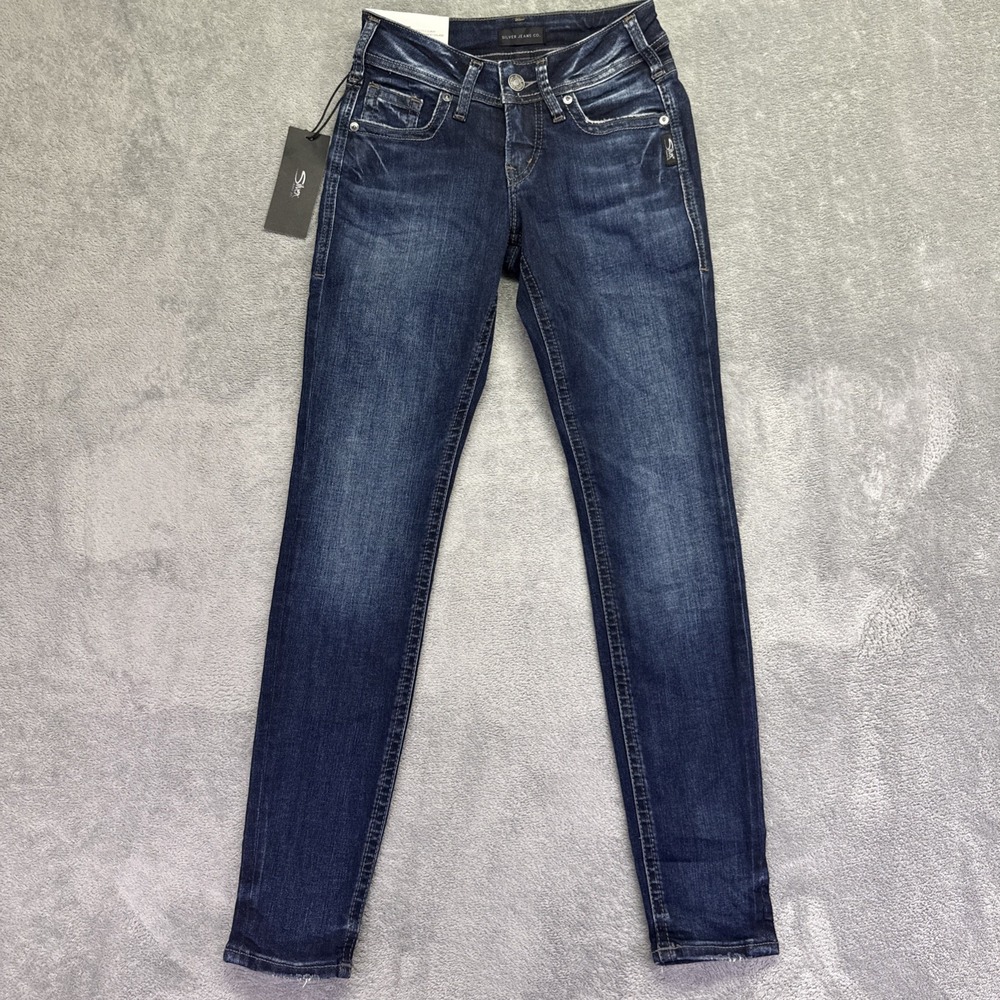 Silver Jeans Suki Super Skinny Mid Rise  Womens W24 H29 Dark Wash Stretch - Picture 4 of 10